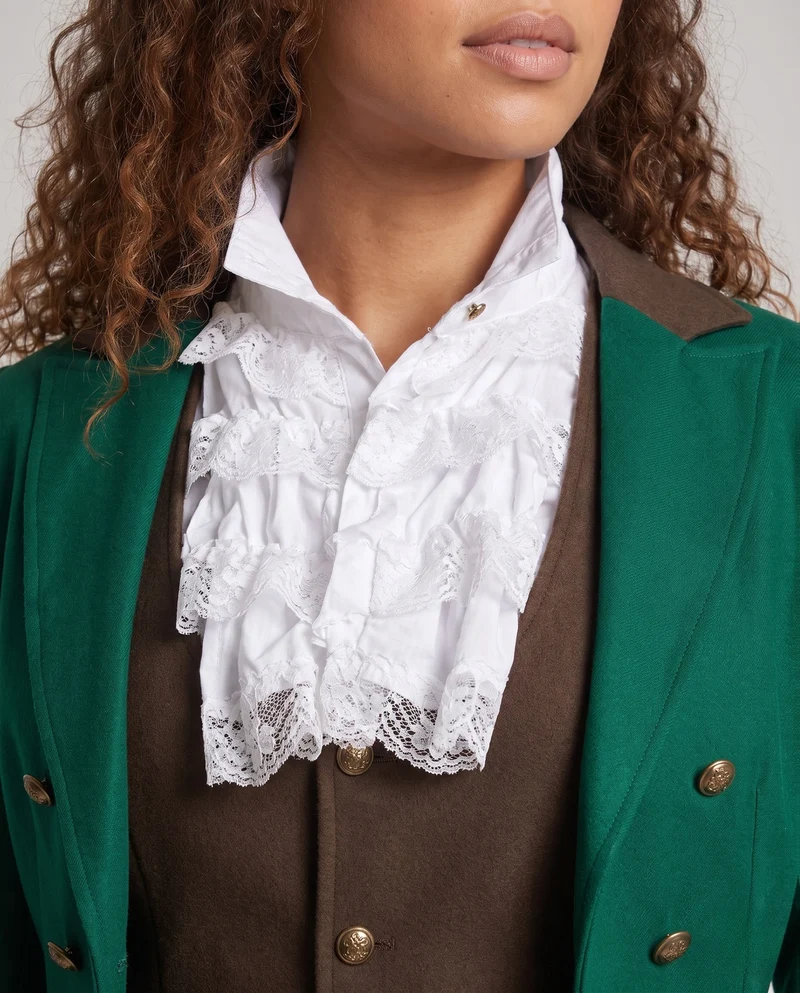 Damen elegante Rüsch blouse mit aufwändigem Kragen und dekorativer Spitzenverzierung Nord Taschen