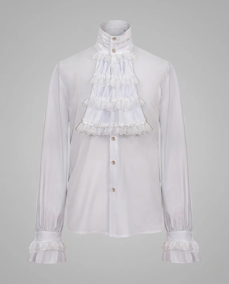 Damen elegante Rüsch blouse mit aufwändigem Kragen und dekorativer Spitzenverzierung Nord Taschen