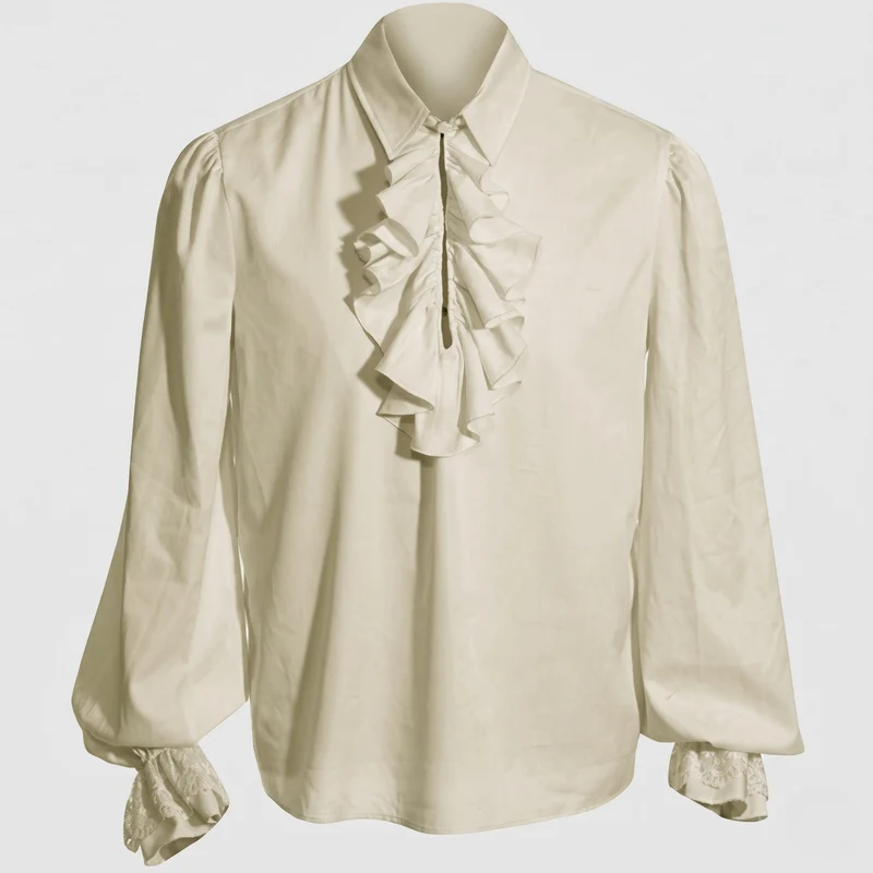Damen elegante Rüsch Bluse mit Stehkragen und feinen Knopfdetails Nord Taschen