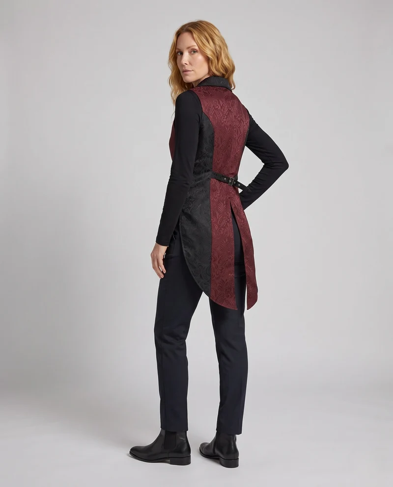 Damen Designer Weste mit Blumenmuster und asymmetrischem Saum Nord Taschen
