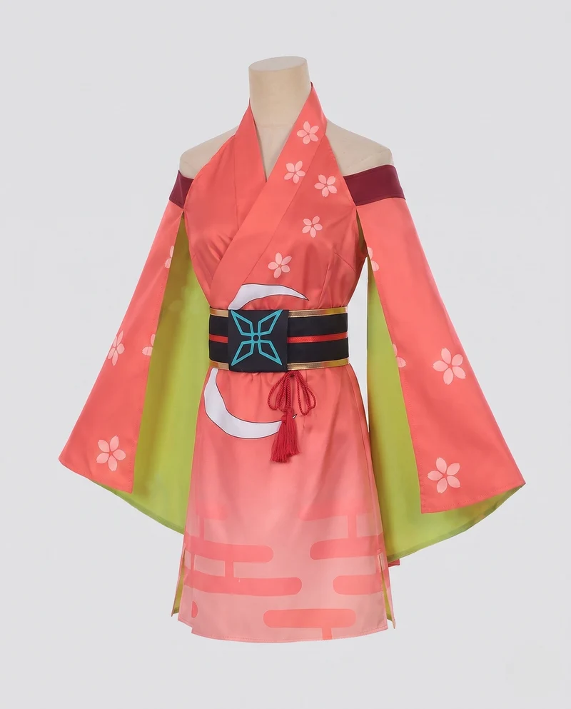 Damen traditionelle Kimono-Kleid mit blühenden Akzenten und fließenden Ärmeln Nord Taschen