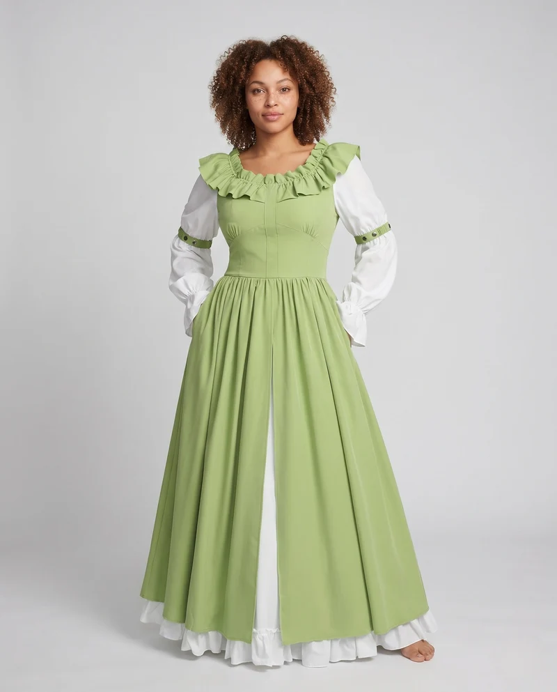 Frauen Vintage Maxi Kleid Nord Taschen