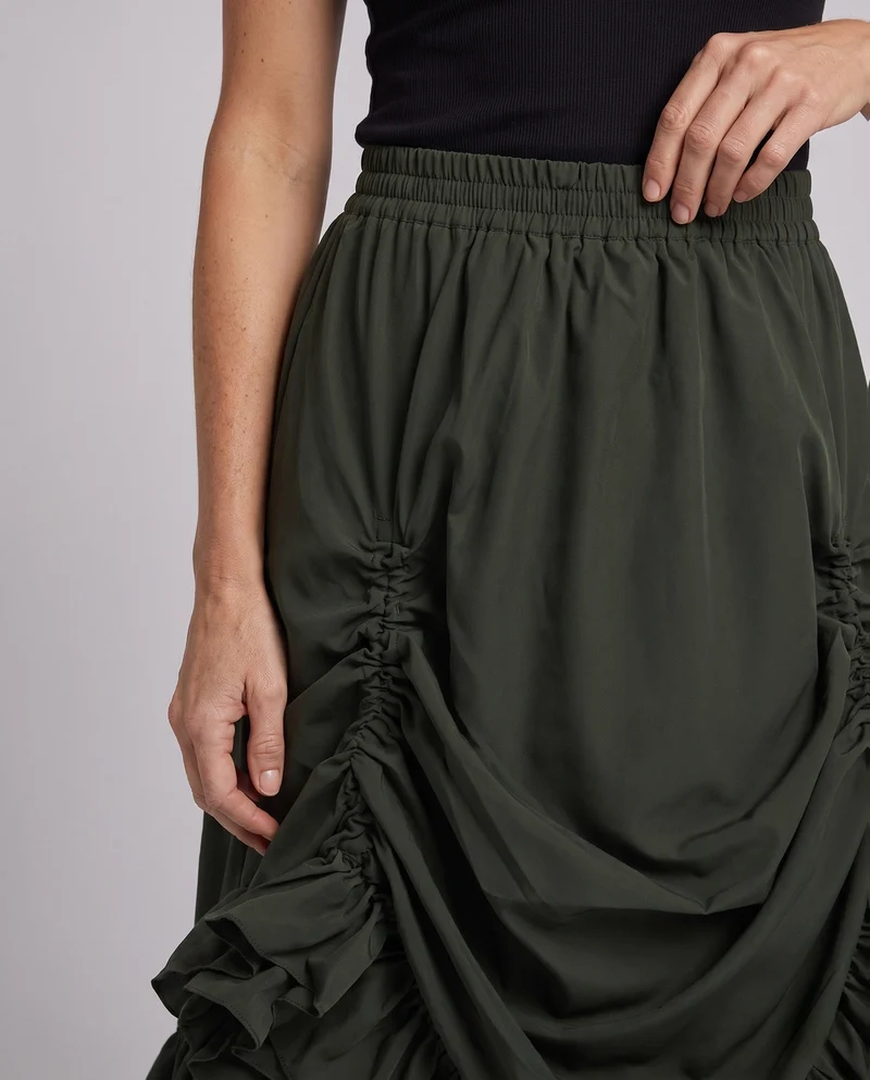 Frauen voluminöser Rüschenskirt mit elastischem Taillenbund und schwingendem Design Nord Taschen