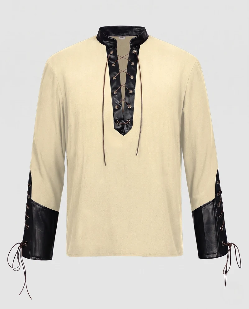 Damen Langarmshirt mit aufwendiger Schnürung und dekorativen Lederakzenten Nord Taschen
