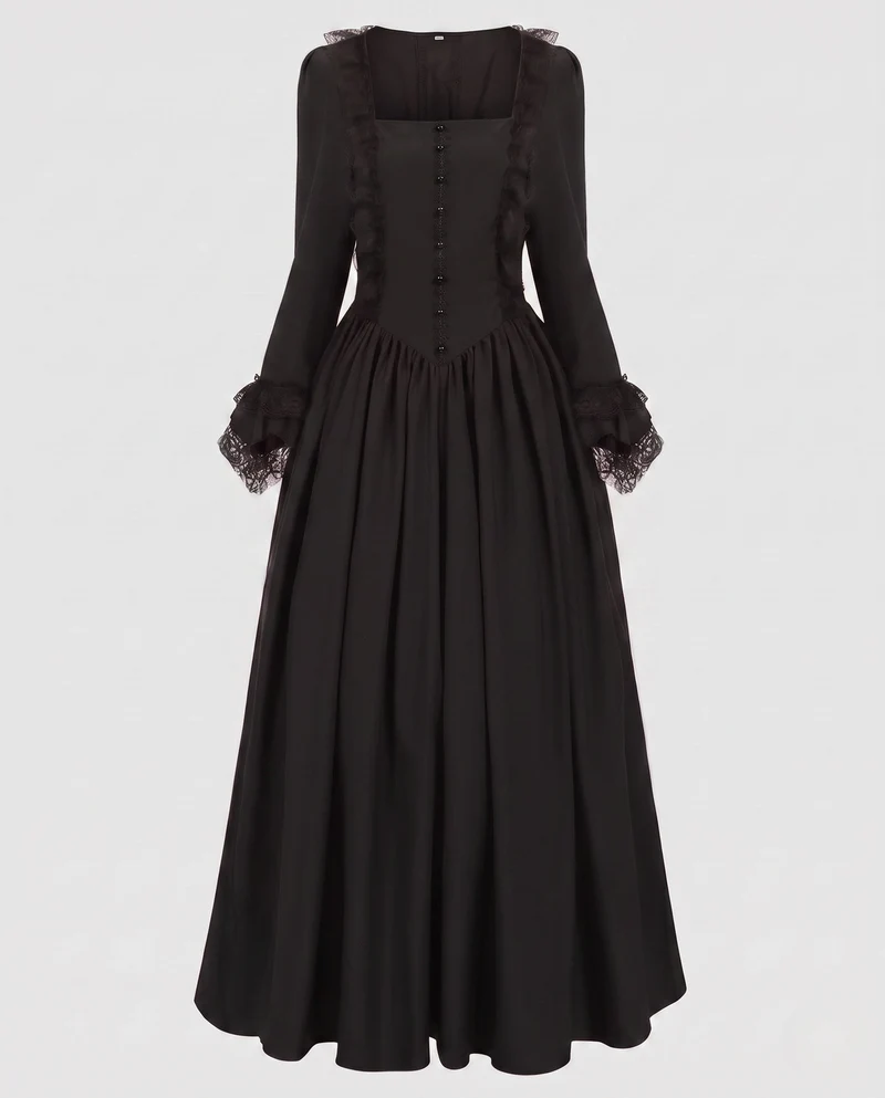 Elegantes Maxikleid für Damen mit Spitze Ärmeln und Schnürung Nord Taschen