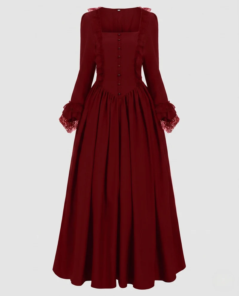Elegantes Maxikleid für Damen mit Spitze Ärmeln und Schnürung Nord Taschen