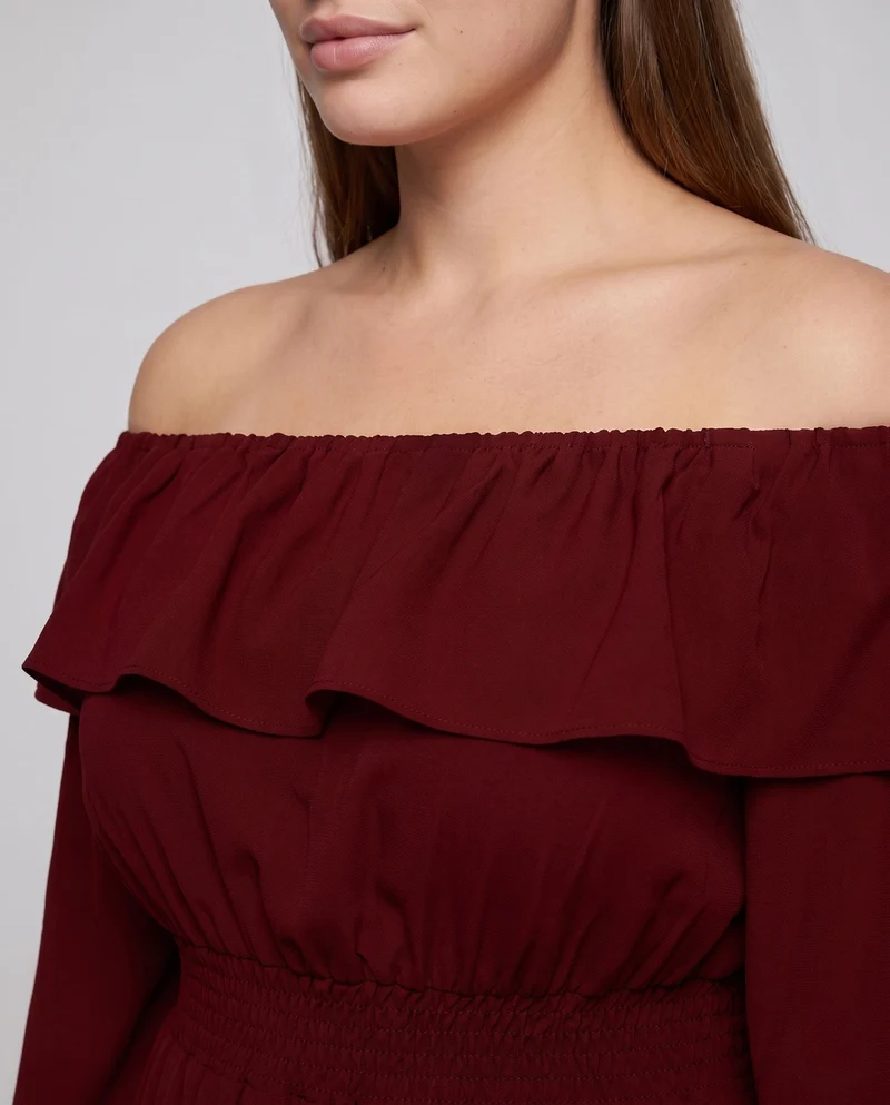 Damen elegantes Maxikleid mit weitem Ausschnitt und fließenden Ärmeln Nord Taschen
