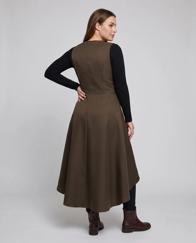Frauen elegantes Midikleid mit raffiniertem Schnürdetail und fließendem Schnitt Nord Taschen