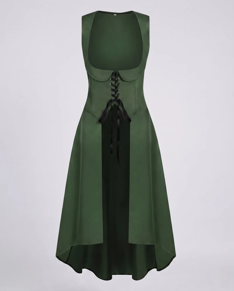 Frauen elegantes Midikleid mit raffiniertem Schnürdetail und fließendem Schnitt Nord Taschen