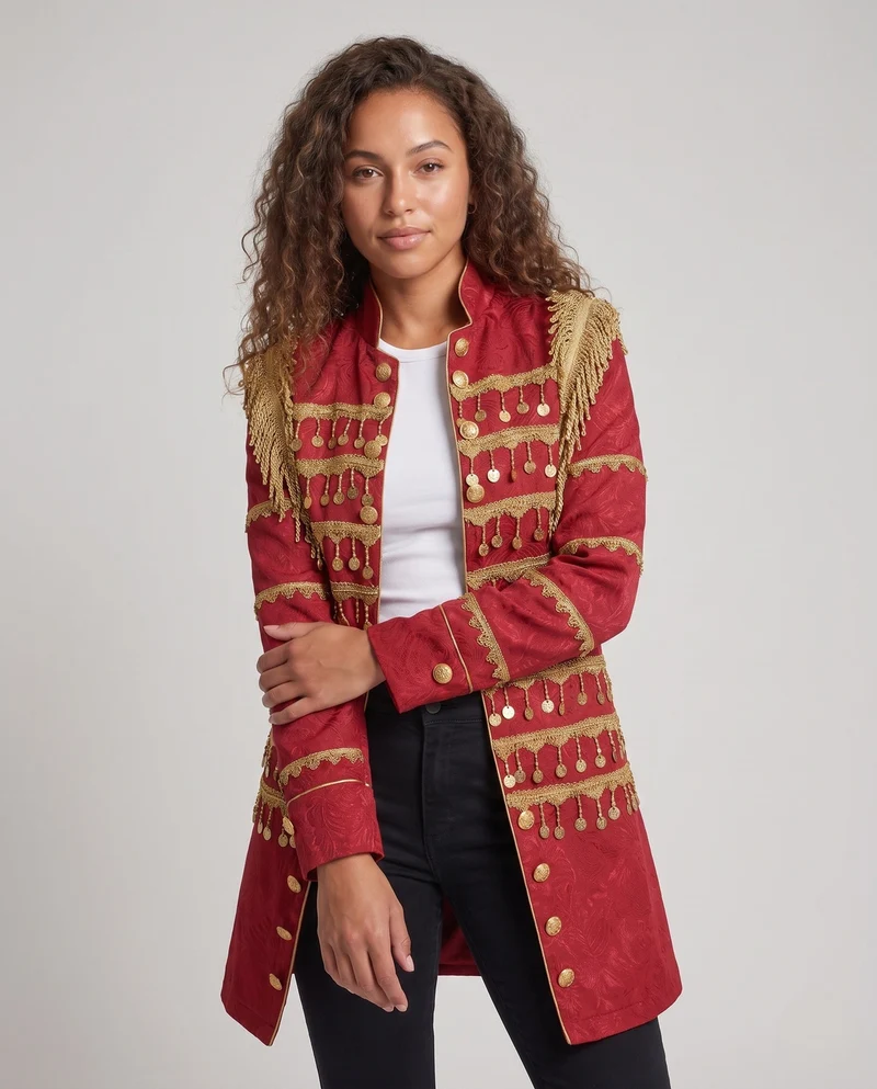 Damen Militärisch Inspirierter Langer Blazer Nord Taschen