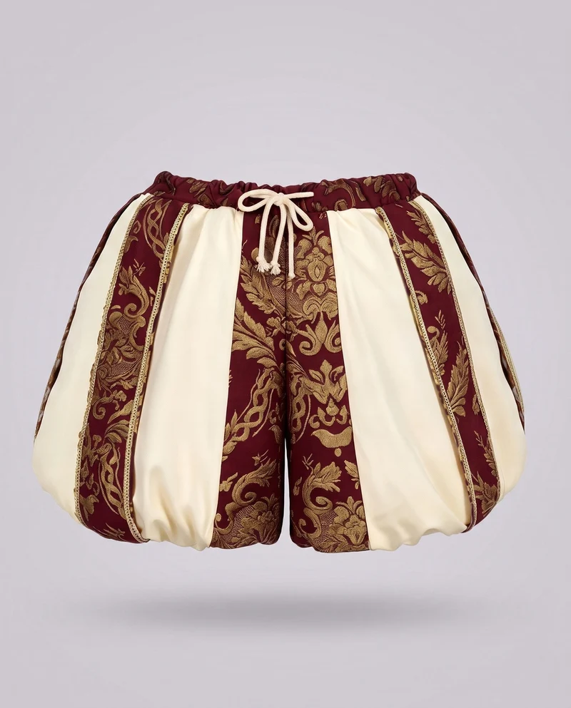 Damen Pompöse Shorts mit elegantem Muster und elastischem Bund Nord Taschen