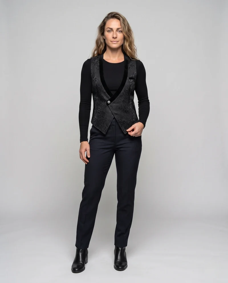 Damen elegantes Samt-Weste mit floralem Design Nord Taschen