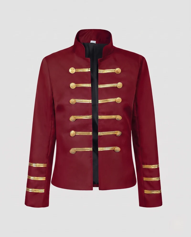 Damen Militärkragenjacke mit goldenen Knöpfen Nord Taschen
