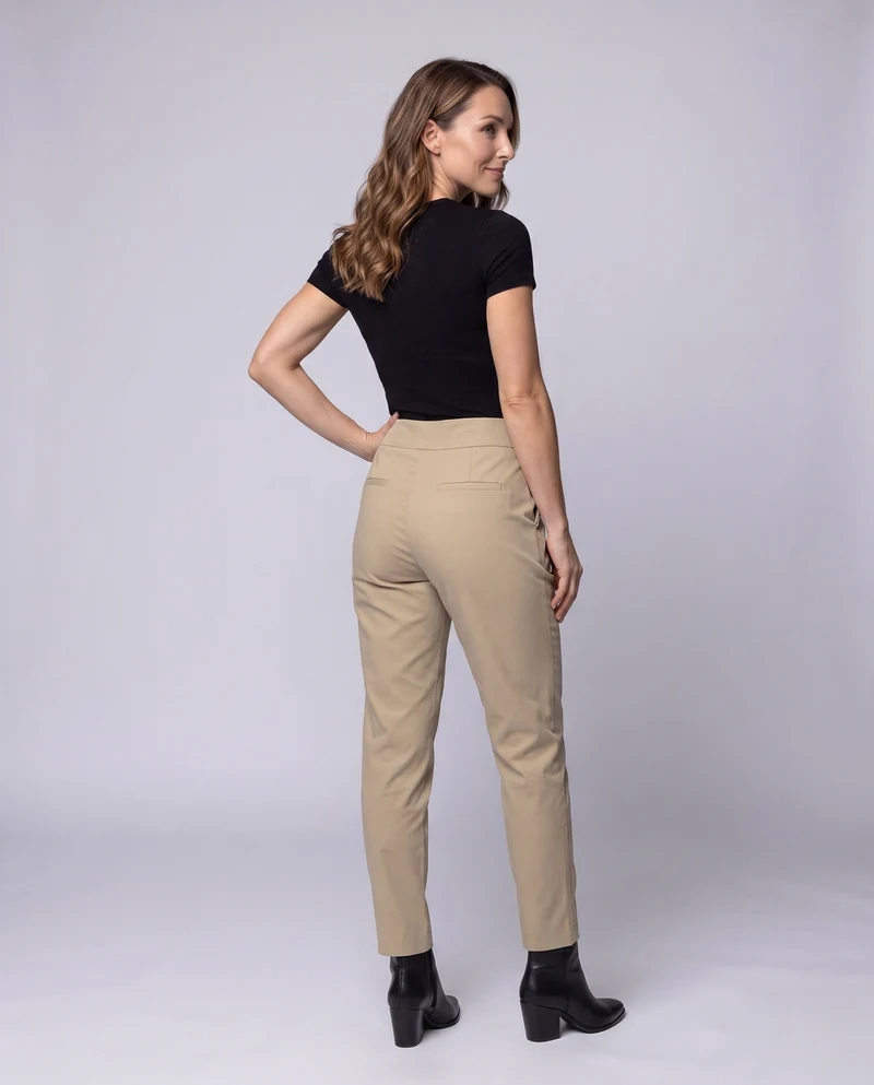Damen elegante Anzughose mit dekorativer Knopfleiste und hoher Taille Nord Taschen