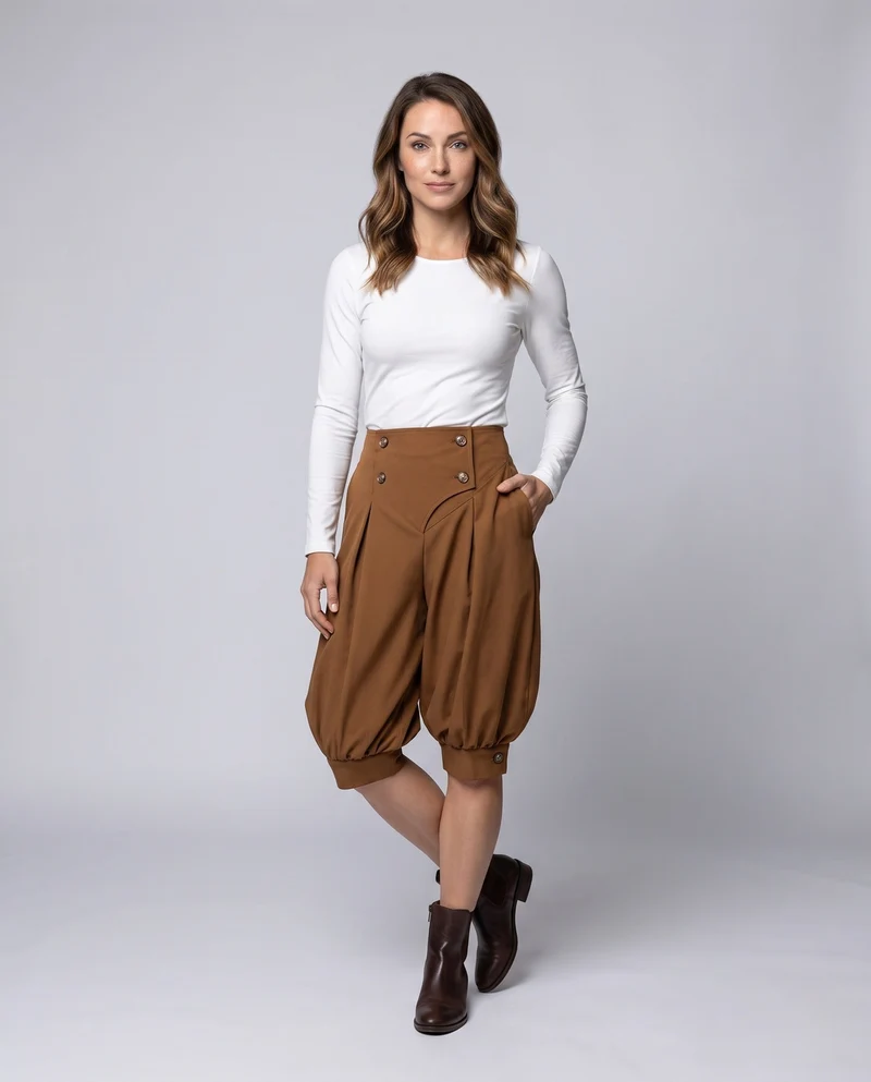 Damen elegante Ballonhosen mit stilvollen Knopfdetails Nord Taschen