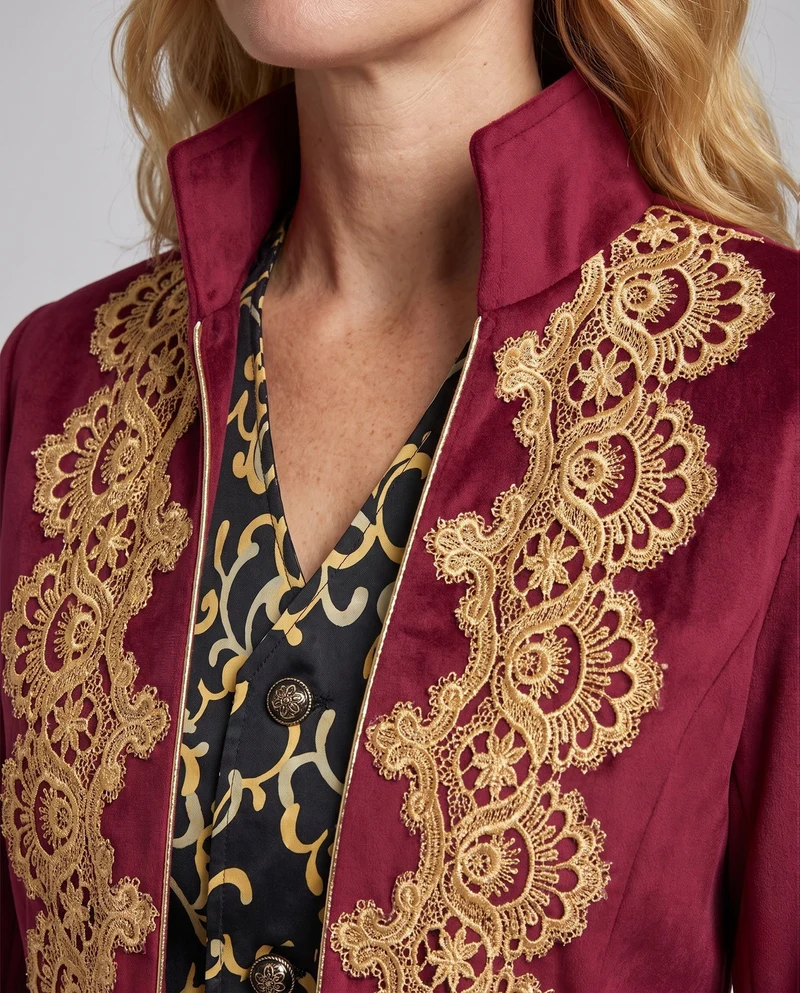 Damen Elegante Gala Jacke mit aufwendigem Goldmuster Nord Taschen