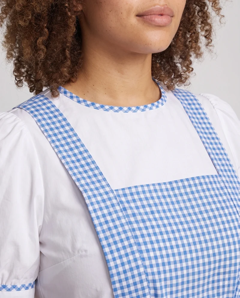 Damen Vintage Kleid mit kariertem Muster und Rüschendetails Nord Taschen