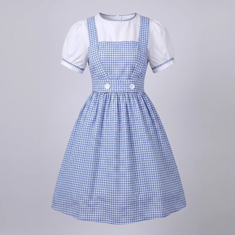Damen Vintage Kleid mit kariertem Muster und Rüschendetails Nord Taschen