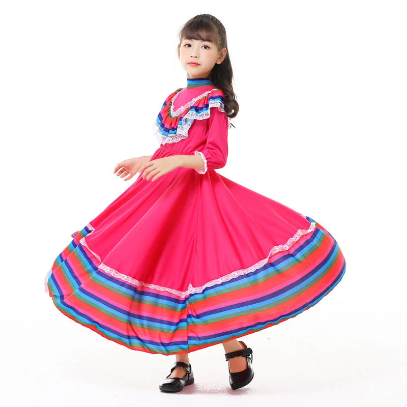 Mädchen Tracht Kleid mit buntem Saum Nord Taschen