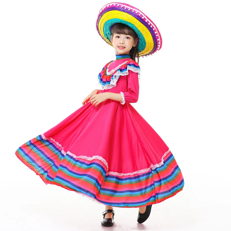 Mädchen Tracht Kleid mit buntem Saum Nord Taschen