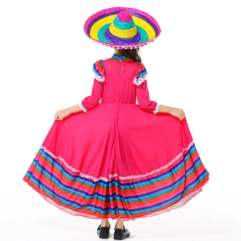 Mädchen Tracht Kleid mit buntem Saum Nord Taschen