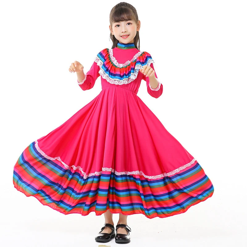 Mädchen Tracht Kleid mit buntem Saum Nord Taschen