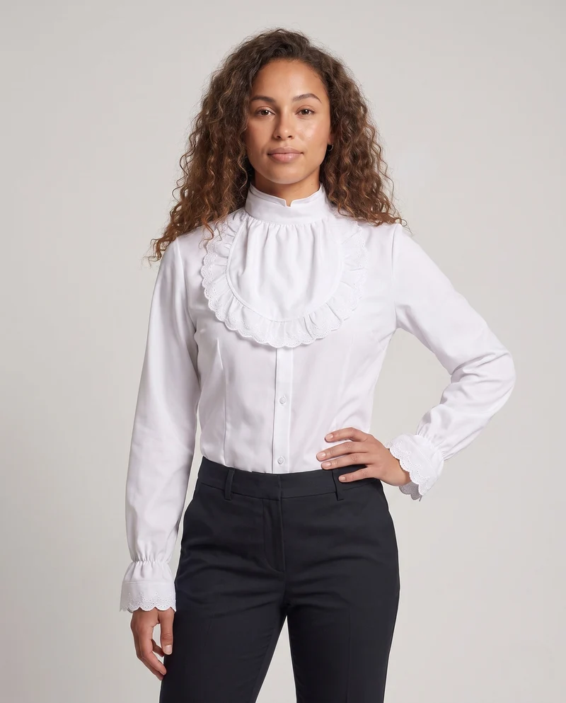 Damenbluse mit Rüschendetails und elegantem Stehkragen Nord Taschen