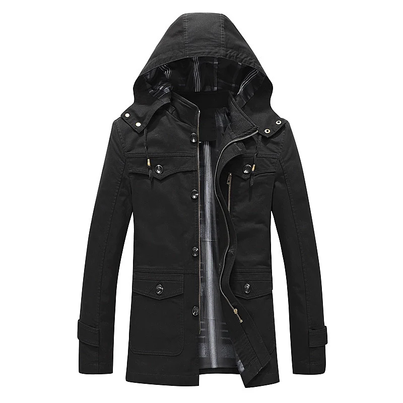Herren Canvas-Parka mit gefütterter Kapuze, kariertem Innenfutter und Multifunktions-Außentaschen Nord Taschen
