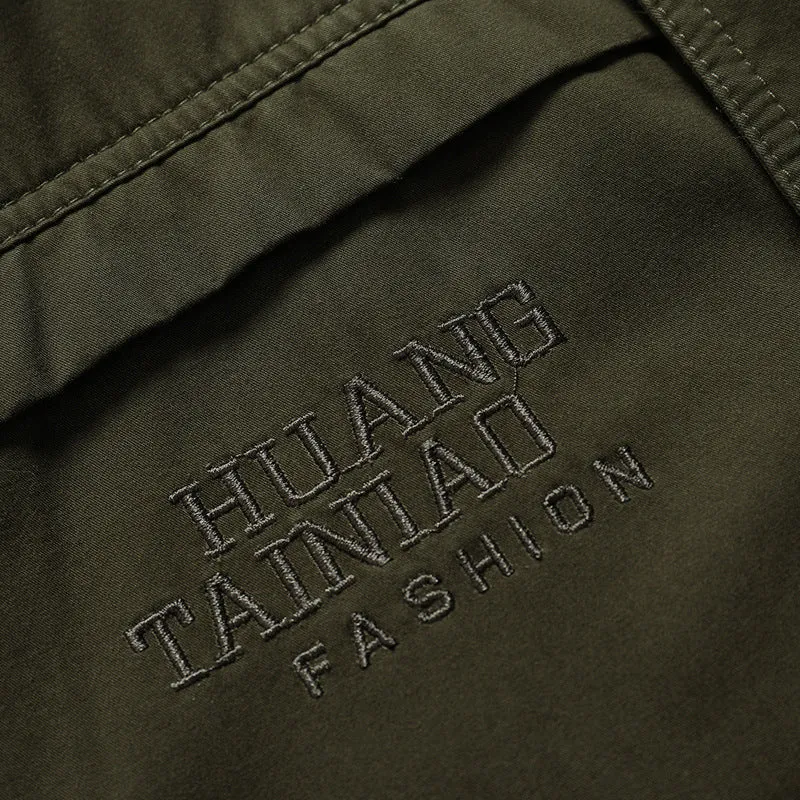 Herren Canvas-Militärparka mit Teddyfutter, Kapuze und multifunktionalen Taschen Nord Taschen