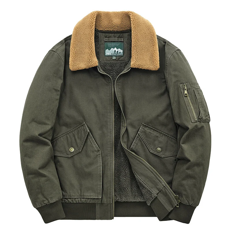 Herren Canvas-Fliegerblouson mit wärmender Teddyfleece-Innenlage und Sherpa-Kragen Nord Taschen