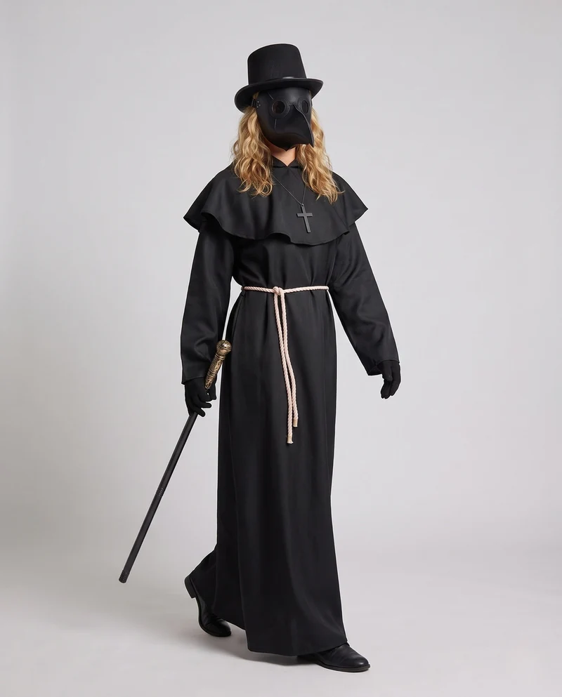 Damen Mittelalterkostüm mit Kapuze und Rüschendetails Nord Taschen