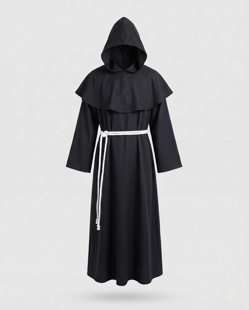 Damen Mittelalterkostüm mit Kapuze und Rüschendetails Nord Taschen