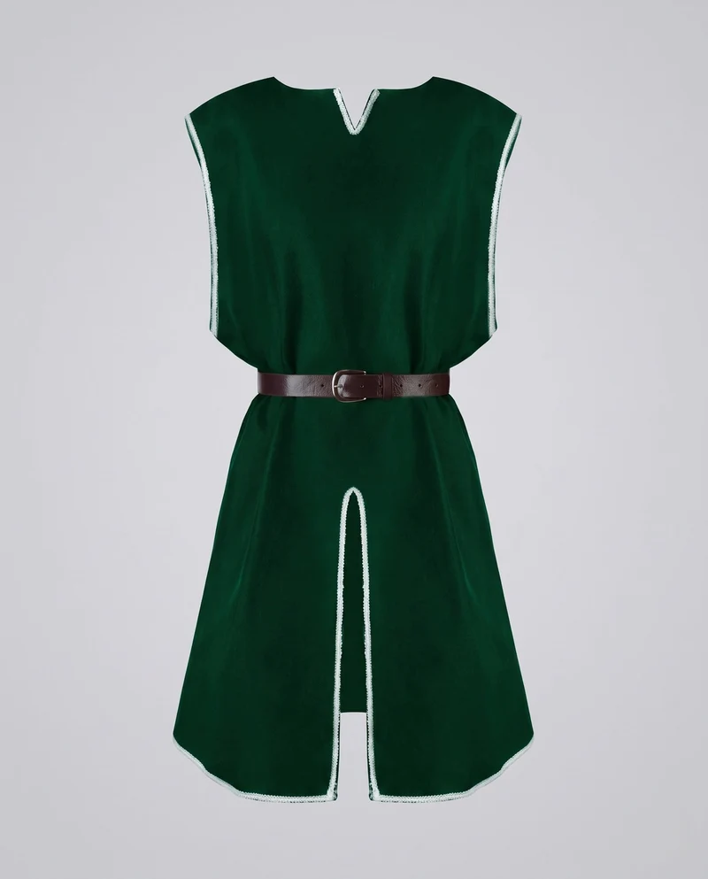 Frauen Mittelalterliche Tunika Kleid mit Gürtel und Schlitz Nord Taschen