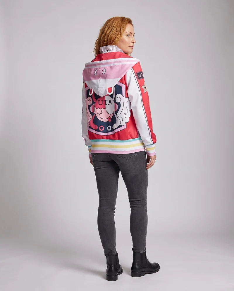 Damen multifunktionale Kapuzenjacke mit bunten Applikationen und Zubehör Nord Taschen