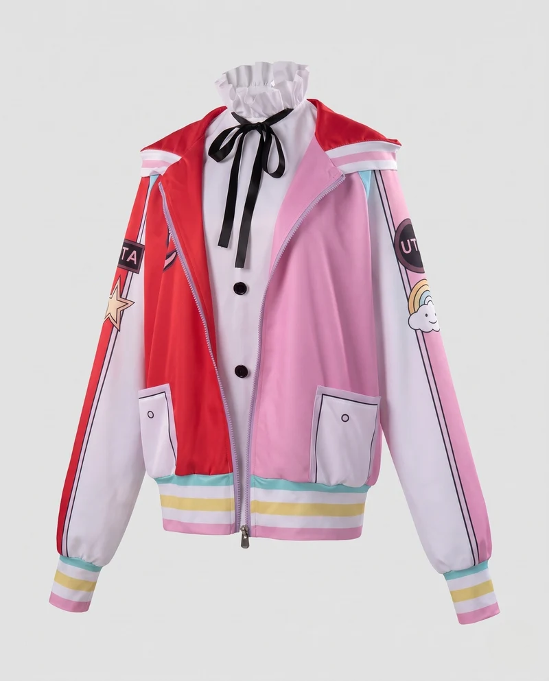 Damen multifunktionale Kapuzenjacke mit bunten Applikationen und Zubehör Nord Taschen