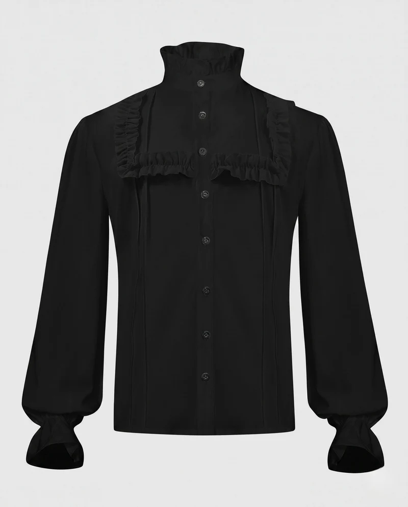 Damenbluse mit Rüschendetails und hohem Kragen Nord Taschen