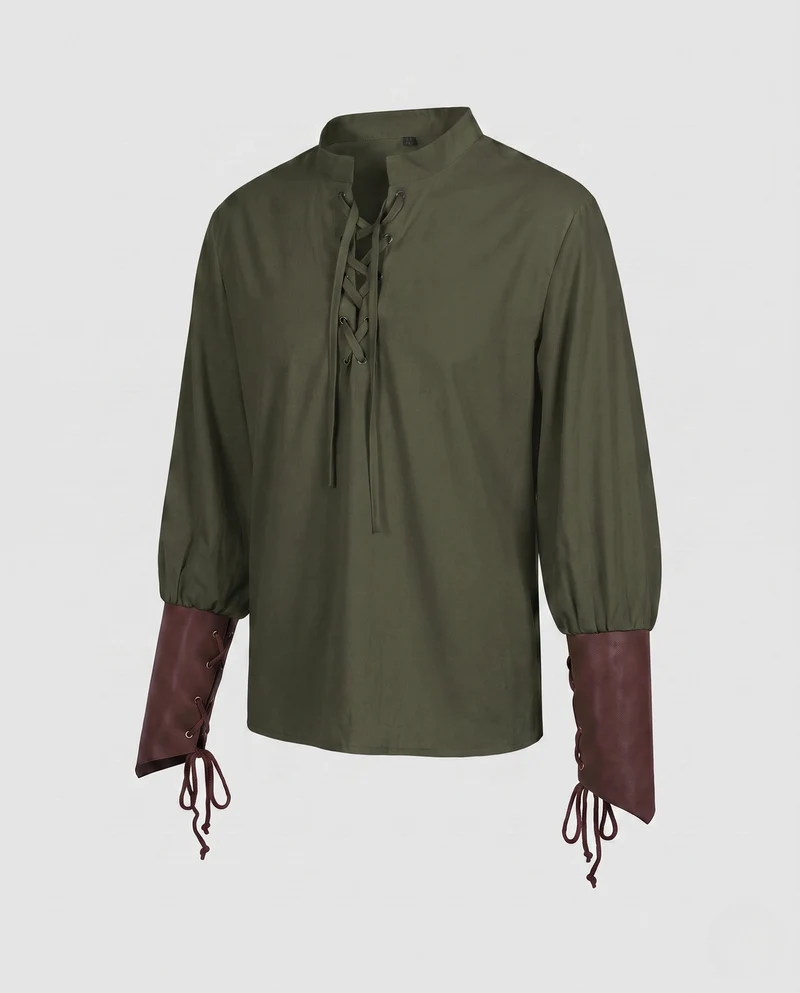 Damenbluse mit Schnürung und Puffärmeln Nord Taschen
