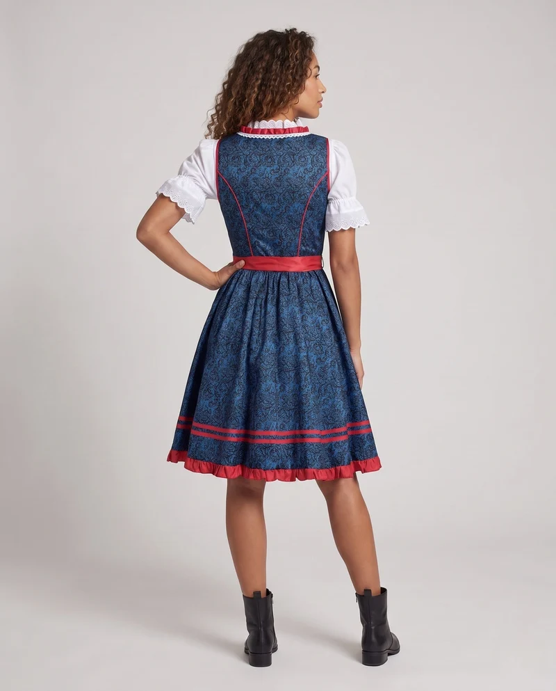 Damen Dirndl Kleid mit aufwendiger Spitze und elegantem Taillengürtel Nord Taschen