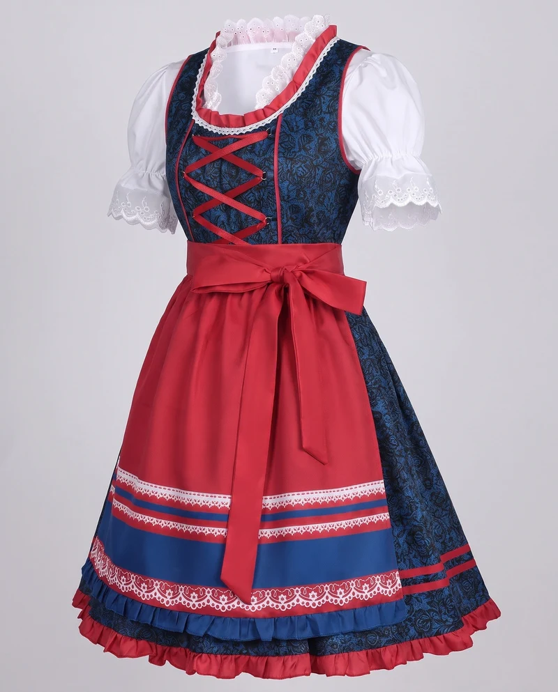 Damen Dirndl Kleid mit aufwendiger Spitze und elegantem Taillengürtel Nord Taschen