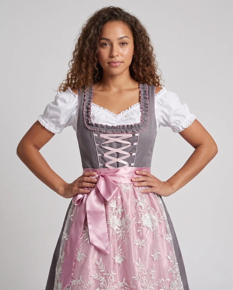 Dirndlkleid für Damen mit aufwendiger Spitze und dekorativem Taillengürtel Nord Taschen