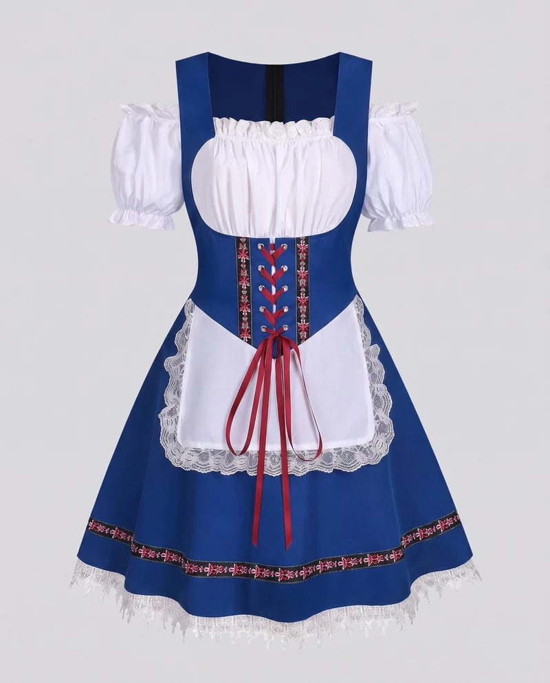 Dirndlkleid für Damen mit aufwendiger Spitze und dekorativem Taillengürtel Nord Taschen