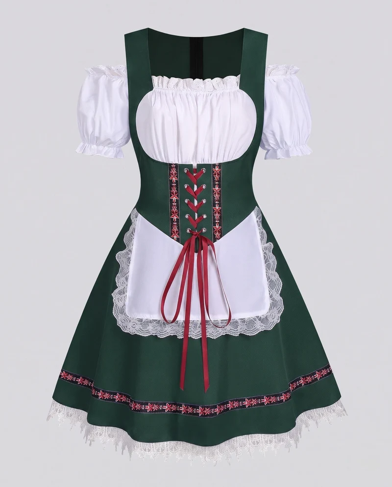 Dirndlkleid für Damen mit aufwendiger Spitze und dekorativem Taillengürtel Nord Taschen