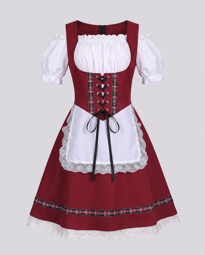 Dirndlkleid für Damen mit aufwendiger Spitze und dekorativem Taillengürtel Nord Taschen