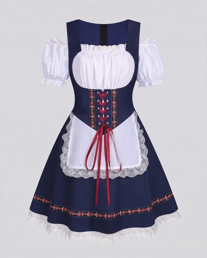 Dirndlkleid für Damen mit aufwendiger Spitze und dekorativem Taillengürtel Nord Taschen