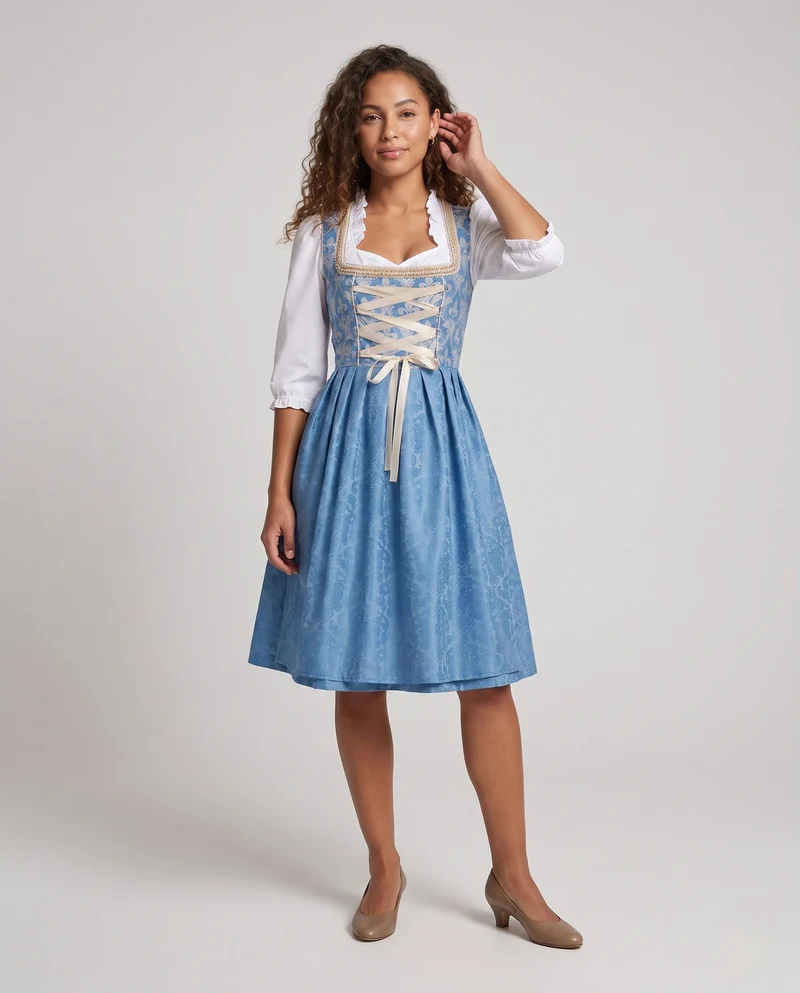 Damen Dirndl Kleid mit eleganten Spitzendetails und traditionellem Saum Nord Taschen