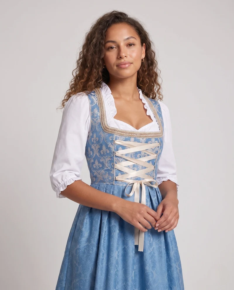 Damen Dirndl Kleid mit eleganten Spitzendetails und traditionellem Saum Nord Taschen