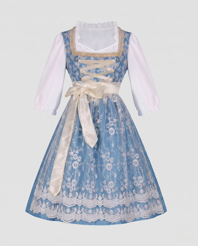 Damen Dirndl Kleid mit eleganten Spitzendetails und traditionellem Saum Nord Taschen