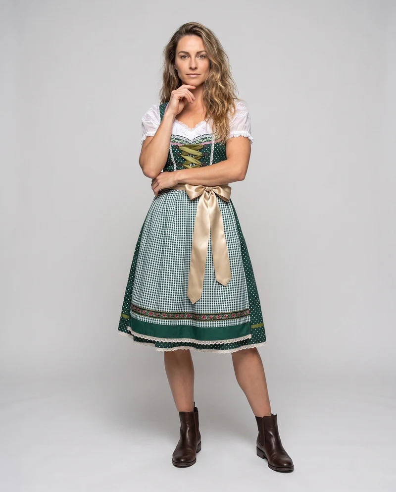 Damen Dirndlkleid mit eleganten Spitzenverzierungen und Bindegürtel Nord Taschen