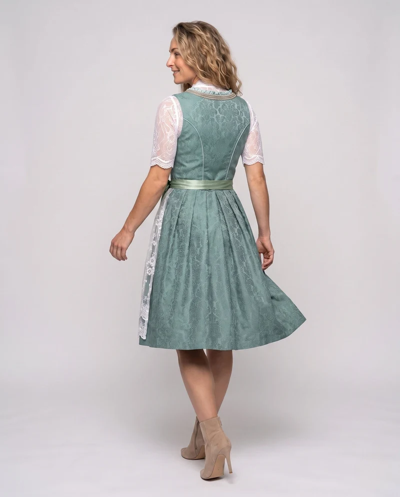 Damen Dirndl Kleid mit eleganter Stickerei und charmantem Taillengürtel Nord Taschen