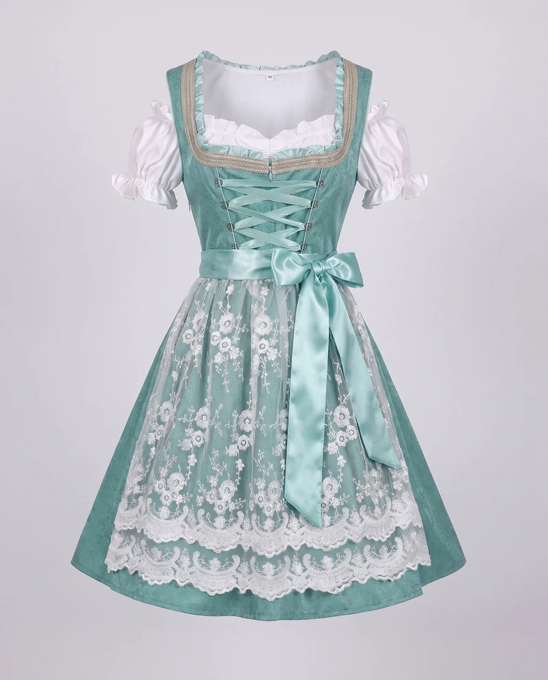 Damen Dirndl Kleid mit eleganter Stickerei und charmantem Taillengürtel Nord Taschen